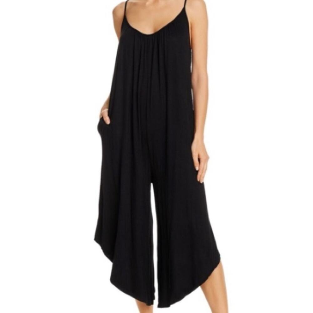 J. Valdi Flowy Jumpsuit Swim Cover Up Black Size X-Small